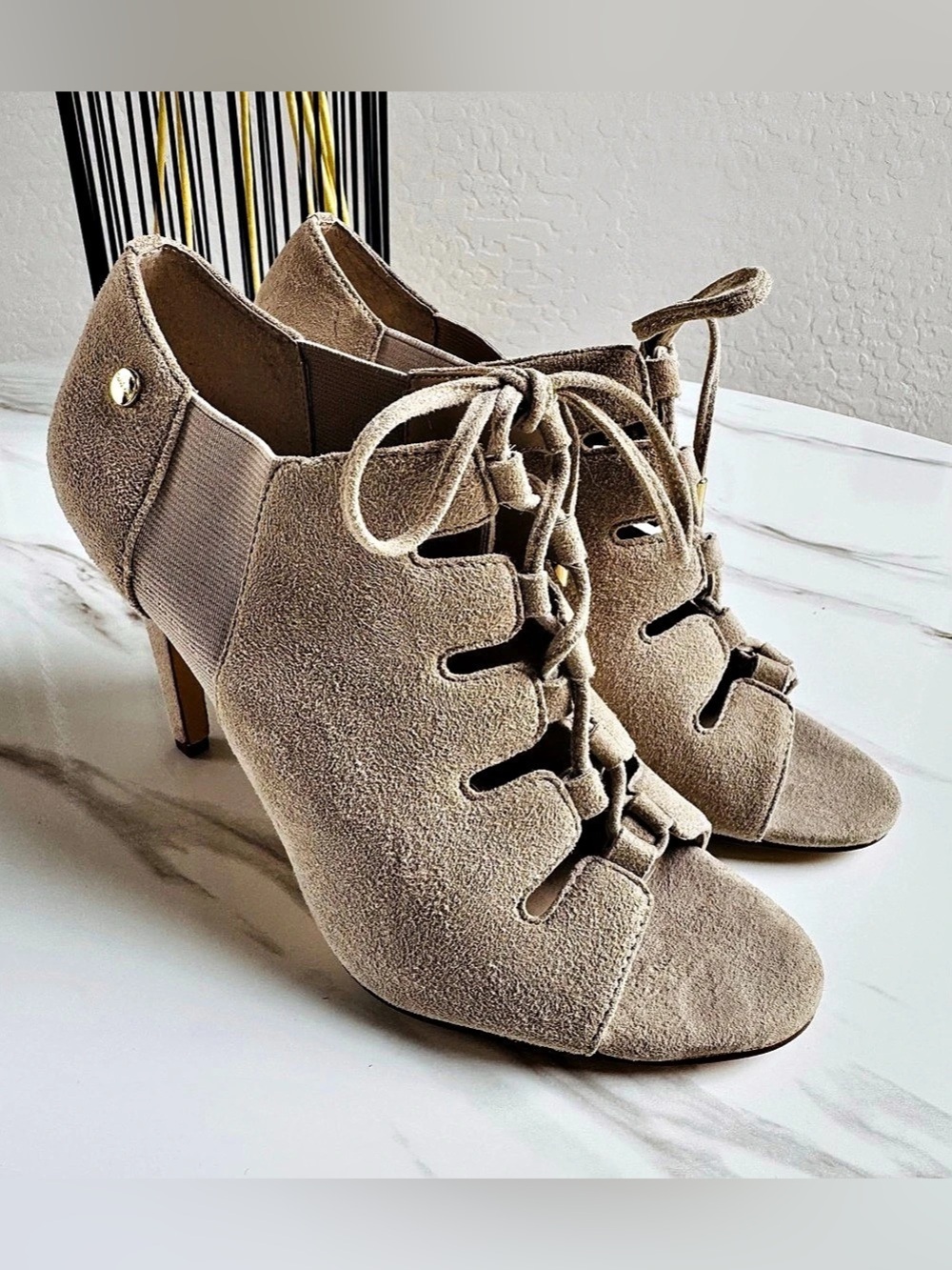 Calvin Klein Sensa Suede Lace-Up Heels